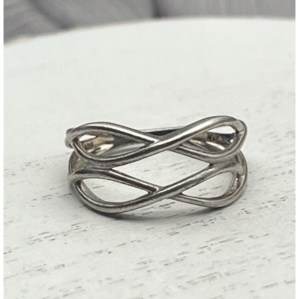 NVC 925 STERLING SILVER DOUBLE INFINITY RING SIZE 7 MODERN LOVE PROMISE 554